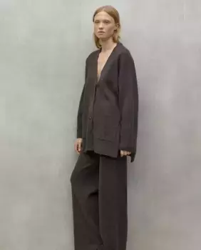 Вязаный женский свитер с застежкой на пуговицы спереди и боковыми карманами Ecoalf, коричневый