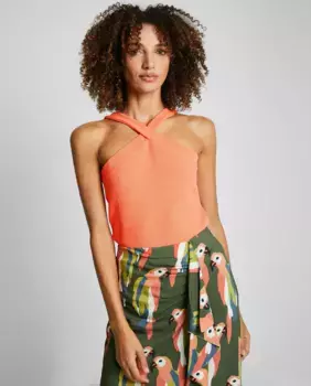 Вязаный женский топ с воротником-халтер Trucco, красный