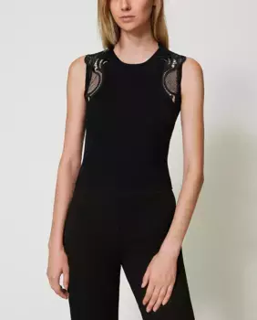 Вязаный женский топ Twinset, черный