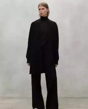 Вязаный женский жакет с ребристыми манжетами Ecoalf, черный