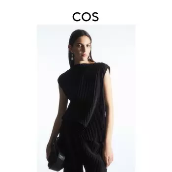 Вязаный жилет Cos с вырезом «лодочка», темно-синий