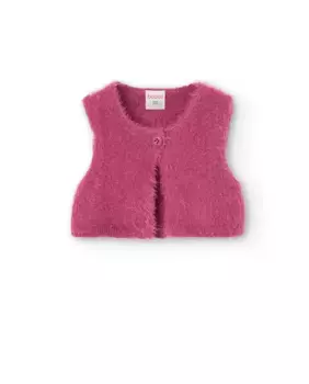 Вязаный жилет для девочки на пуговицах Boboli, фиолетовый