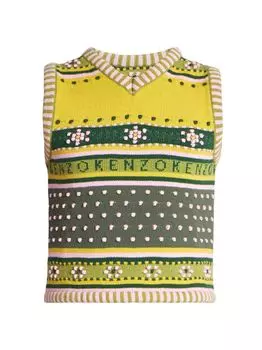 Вязаный жилет Fairisle KENZO, зеленый