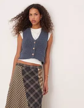 Вязаный жилет Free People Ava цвета винтажного индиго