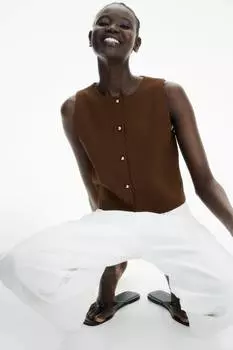 Вязаный жилет H&M, коричневый