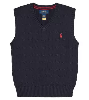 Вязаный жилет из хлопка Polo Ralph Lauren, синий