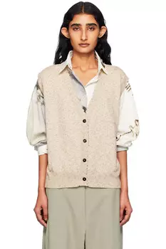 Вязаный жилет из меланжевого хлопка Cardigan Cordera, цвет natural