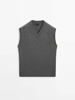Вязаный жилет Massimo Dutti, серый