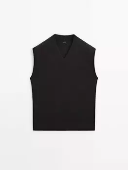 Вязаный жилет Massimo Dutti, серый