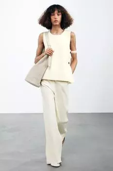 Вязаный жилет на пуговицах ZARA, экрю