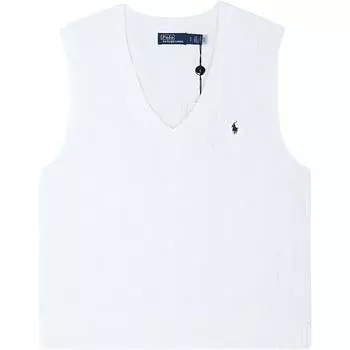 Вязаный жилет Polo Pony с V-образным вырезом и вышивкой Polo Ralph Lauren, белый