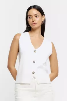 Вязаный жилет с пуговицами спереди River Island, бежевый