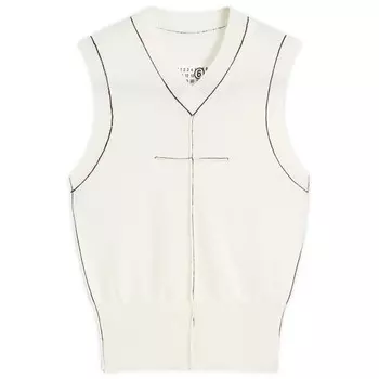 Вязаный жилет с V-образным вырезом Mm6 Maison Margiela, белый