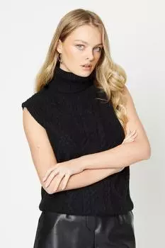 Вязаный жилет с высоким воротником и воротником-стойкой Oasis, черный