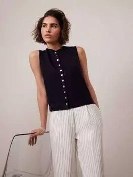 Вязаный жилет с высоким воротом Mint Velvet, цвет Blue Navy