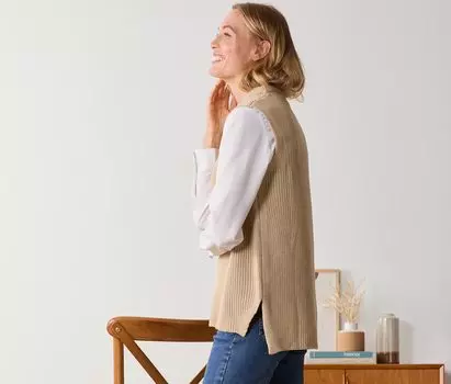 Вязаный жилет-свитер Tchibo, бежевый