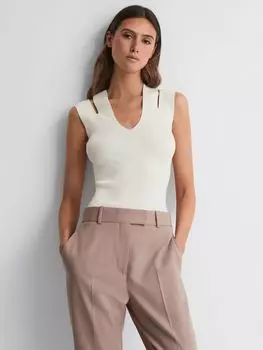 Вязаный жилет в рубчик с двойными бретелями Reiss Nina, белый