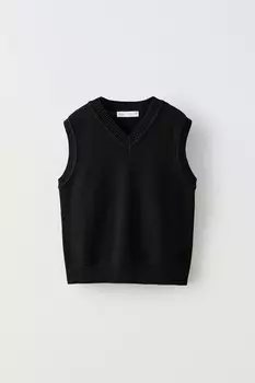 Вязаный жилет ZARA, черный