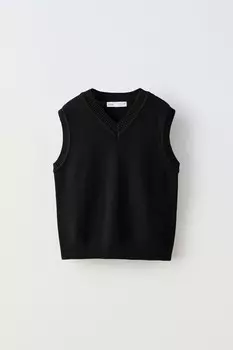 Вязаный жилет ZARA, черный