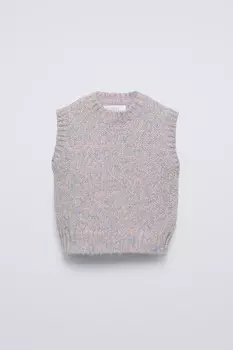 Вязаный жилет ZARA, разноцветный
