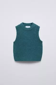 Вязаный жилет ZARA, синий