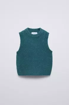 Вязаный жилет ZARA, синий