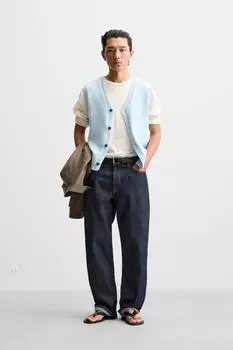 Вязаный жилет ZARA, светло-синий
