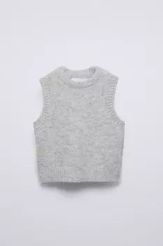 Вязаный жилет ZARA, жемчужно-серый