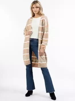 Вяжем длинный кардиган спицами. Usha, бежевый