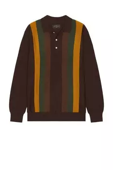 Вяжем поло в полоску Beams Plus, коричневый