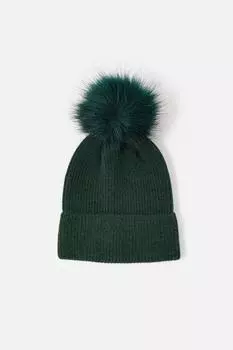 Вяжем шапку с помпоном Accessorize, зеленый