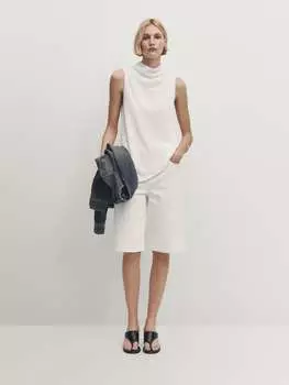 Вяжем водолазку с v-образным вырезом. Massimo Dutti, белый