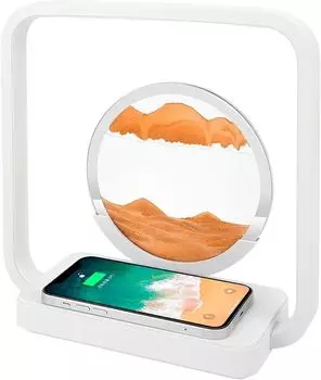 Вращающиеся картины из песка, 3D-ночник с струящимся песком, вращающиеся на 360 ° украшения в виде песочных часов, динамичный природный ландшафт, картина с сенсорным экраном (желтый) yozhiqu