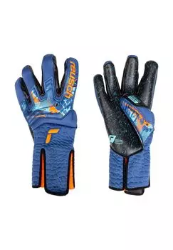 Вратарские перчатки Attract Fusion без бретелек AdaptiveFlex reusch, цвет Blau Neonorange