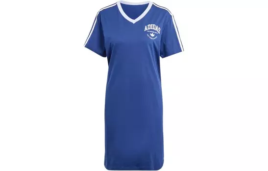 VRCT Короткое платье с рукавами женское темно-синее Adidas Originals