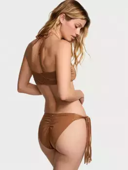 VS Archives Плавающие плавки бикини Cheeky с бахромой в технике макраме Victoria'S Secret Swim, цвет Caramel