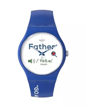 Все о часах для папы с синим силиконовым ремешком Swatch, синий