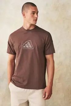 Все размеры футболка из 100% хлопка Adidas, коричневый
