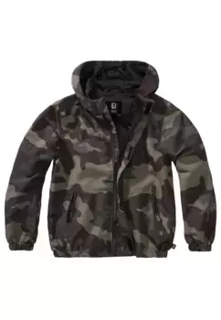 Всепогодная куртка Brandit " Brandit Men's Kids Summer Windbreaker Frontzip" (1 шт.), с капюшоном, цвет Darkcamo