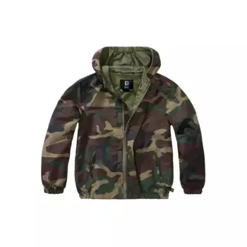 Всепогодная куртка Brandit " Brandit Men's Kids Summer Windbreaker Frontzip" (1 шт.), с капюшоном, цвет Woodland