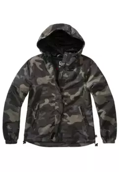 Всепогодная куртка Brandit " Brandit Women's Ladies Summer Windbreaker Frontzip" (1 шт.), с капюшоном, цвет Darkcamo