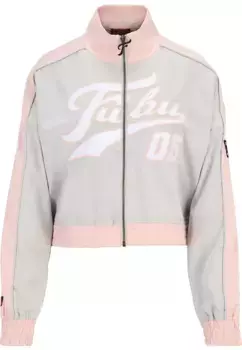Всепогодная куртка Fubu " Fubu Women's FW221-012-1 Fubu Satin Track Transition Jacket" (1 шт.), без капюшона, цвет Grey/Lightrose
