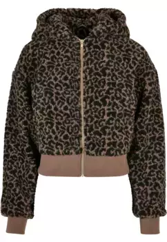 Всепогодная куртка URBAN CLASSICS " Urban Classics Women's Ladies Short Oversized AOP Sherpa Jacket" (1 шт.), с капюшоном, цвет Darktaupeleo
