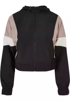 Всепогодная куртка URBAN CLASSICS " Urban Classics Women's Ladies Short 3-Tone Crinkle Jacket" (1 шт.), с капюшоном, белый