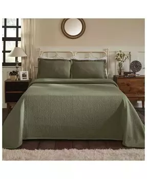 Всесезонный комплект из трех предметов покрывала Fleur De Lis Medallion из 100% хлопка, размер King Superior, зеленый