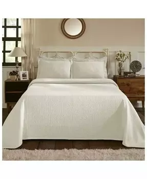 Всесезонный комплект из трех предметов покрывала Fleur De Lis Medallion из 100% хлопка, цвет Queen Superior, белый