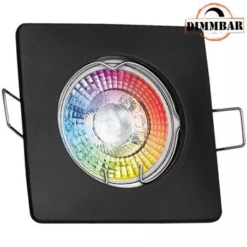 Встраиваемый точечный светильник RGB со светодиодами черного цвета мощностью 3 Вт от LEDANDO - 11 цветов + холодный белый - вкл. пульт дистанционного управления - с регулируемой яркостью - квадратный, черный