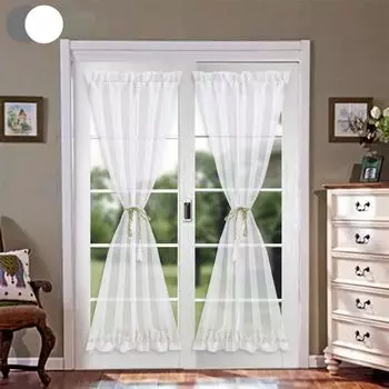 Вуаль, прозрачная штора, французская штора для двери, кармашек для веранды, 1 шт. (белый 137 х 102 см) Qelus