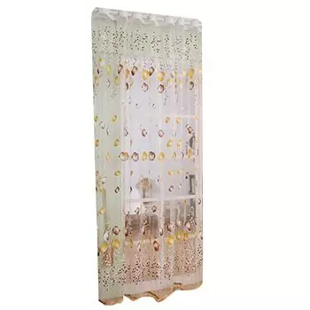 Вуаль с цветком тюльпана, занавеска, панель для комнаты, прозрачное украшение для домашней двери, окна-синий, размеры: 100 см x 200 см (на стержне) Stuttg, оранжевый