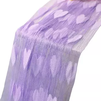 Вуаль-занавеска «Любовное сердце» с вышивкой «Перспектива» Тонкая работа Привлекательный простой в уходе свадебный декор Привлекательный красочный романтический шнур «Любовь» для гостиной-синий Stuttg, фиолетовый